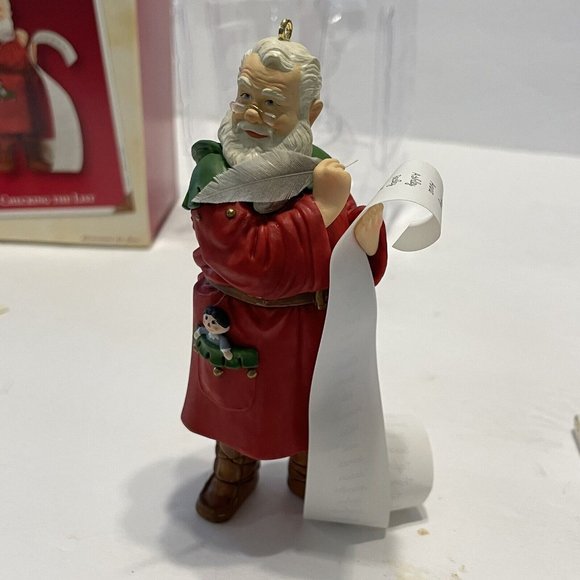 Vintage 2002 Hallmark Keepsake checking THE  LIST Christmas Ornament Santa Claus - Picture 3 of 13